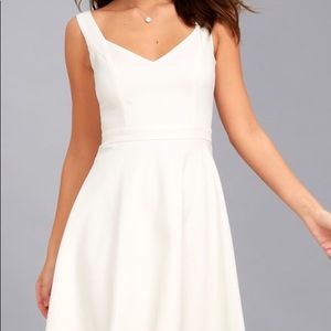“Gimme a smooch white midi skater dress”